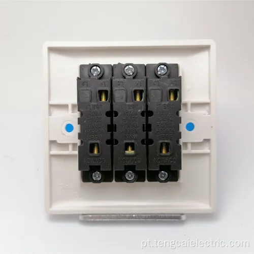 Soquete de interruptor de luz de parede 3 gangue 2 caminho